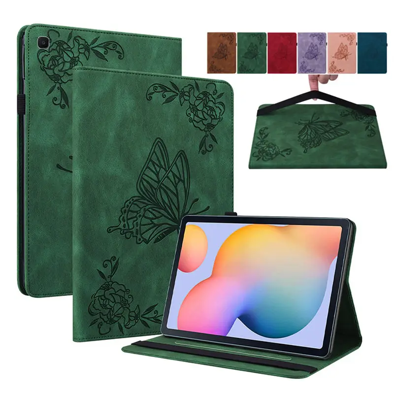 

Case For Samsung Galaxy Tab S6 Lite 10.4 Cover P610 P615 SM-P610 SM-P615 Funda Tablet Flower Butterfly Embossed Flip Stand Coque
