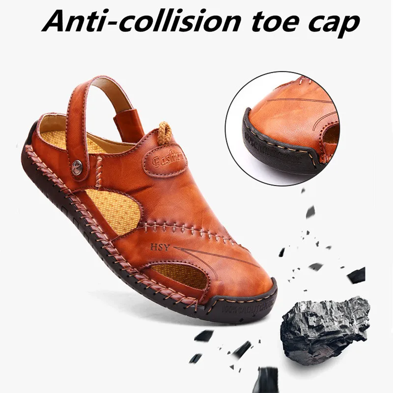 Сандалии мужские кожаные Классические дышащие римские сандалии кроссовки