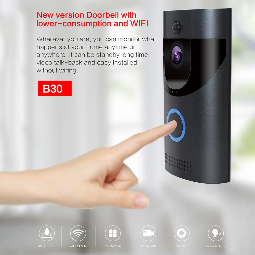 

Anti Theft Smart Low Consumption Two Way Talk Wireless WiFi Visual PIR Motion Detection Intercom Security Camera Video Doorbell