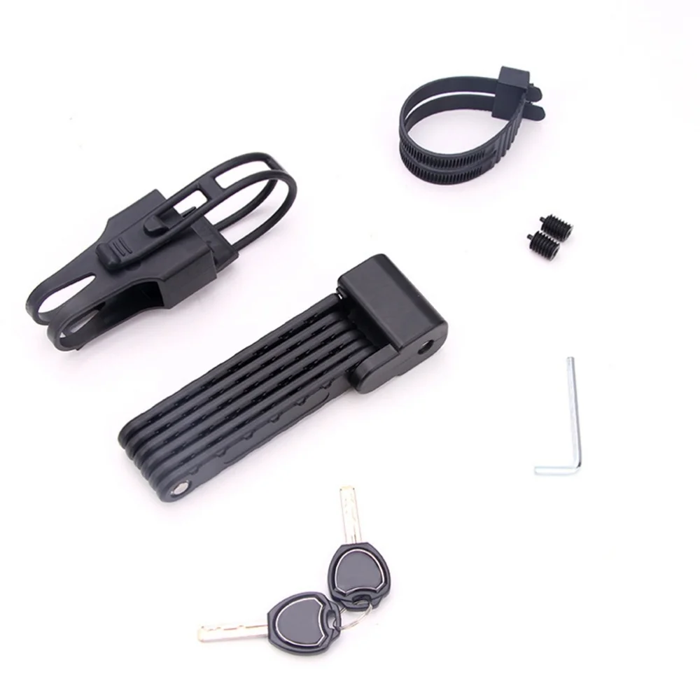

Universal Folding Lock Steel Bike Lock Cable Lock Anti-Theft Riding Tool for MTB Road Bike (Black)