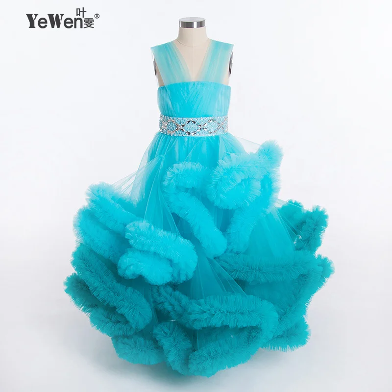 Новый дизайн Градиент Облако маленький цветок девочки платья для свадеб 2016 Дети