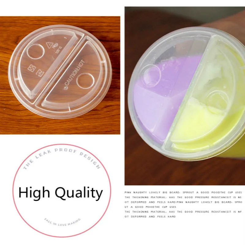 

Disposable Plastic Cups Double Share Coffe Milk Tea Cup Injection Juice Cold Drink Packaging Cup Lids Thicken party supplies