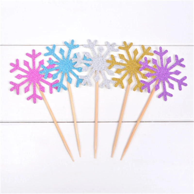 

10pcs Christmas Elk Snowflake Cake Topper Cupcake Flags Baby Shower Favors Boy Kids Birthday Party Wedding Decoration Supplies