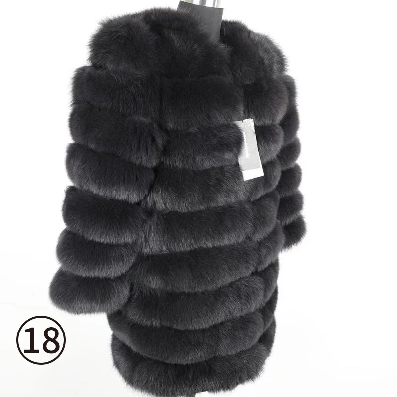 long coat-9 Maomoackong2019 модная новая стильная куртка с натуральным лисьим мехом, Тонкая зимняя женская куртка с круглым вырезом и натуральным мехом, кожаная жилетка для девочек - Цвет: long coat-9