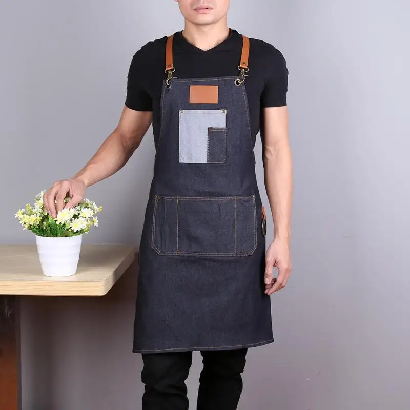 Фартук для стрижки волос парикмахерских салонов джинсовый без рукавов защита