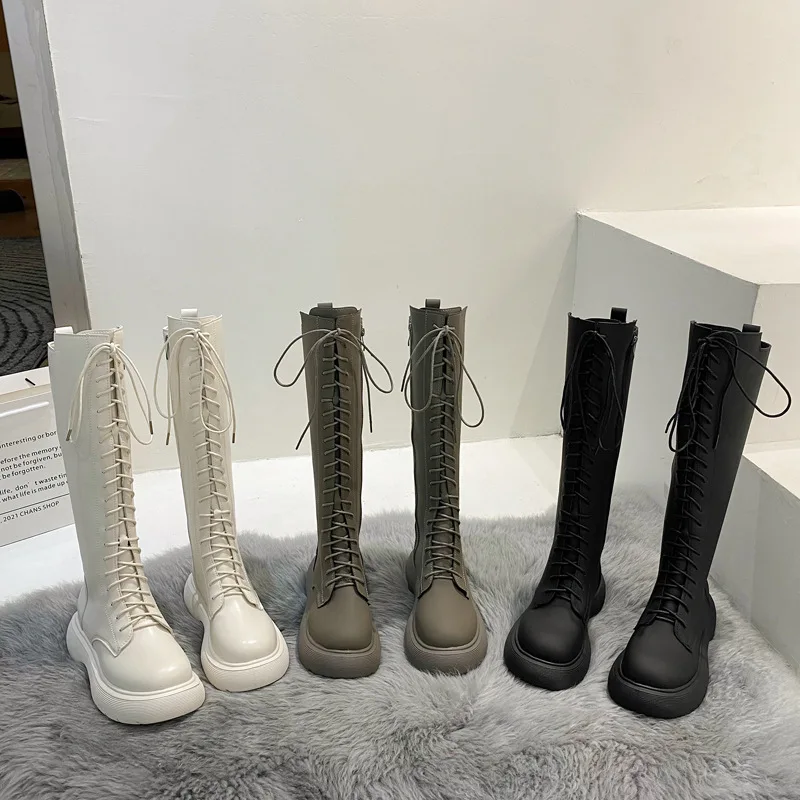 

However, knee boots women's 2021 autumn and winter new round toe thick-soled high-tube zipper British style knight boots