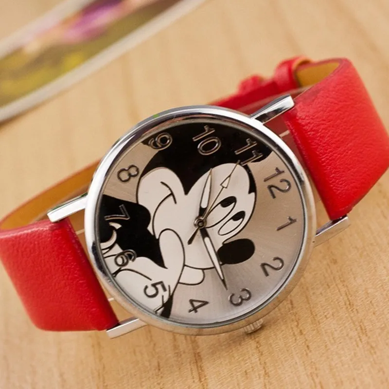 zegarek damski hot new fashion brand mickey cartoon watches girl boy casual leather quartz watch childrens favorite gift clock free global shipping