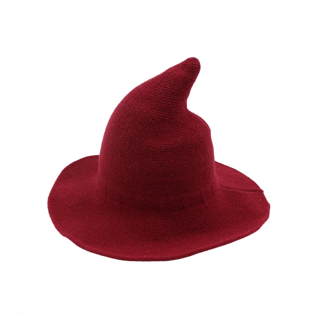 Women Witch Hat Foldable Costume Sharp Large Brim Crochet Warm Winter Cap Fisherman's basin cap Bucket sombrero pescador | Аксессуары