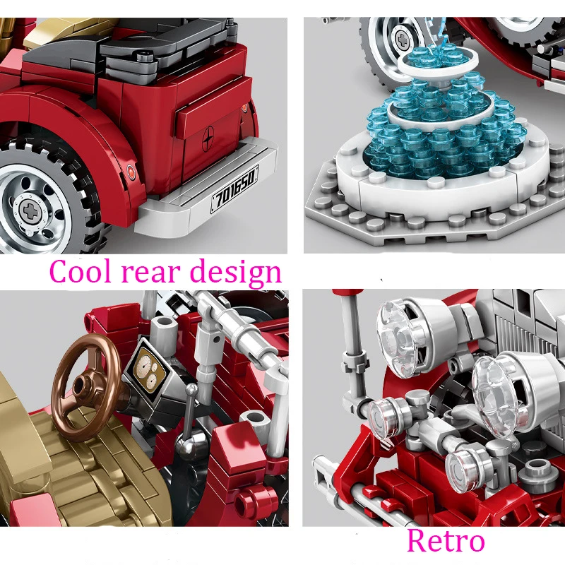 Legoes Technic винтажная механическая модель автомобиля кирпичный конструктор набор