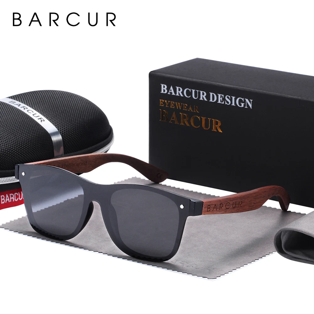Солнцезащитные очки BARCUR Walnut для мужчин поляризационные деревянные