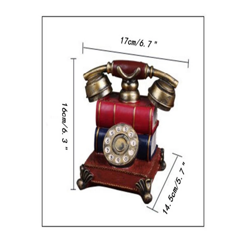 

Vintage Resin Telephone Money Box Phone Piggy Bank Rotary Dial Phone Miniature Ornaments Home Kids Figurines Decor Accessories