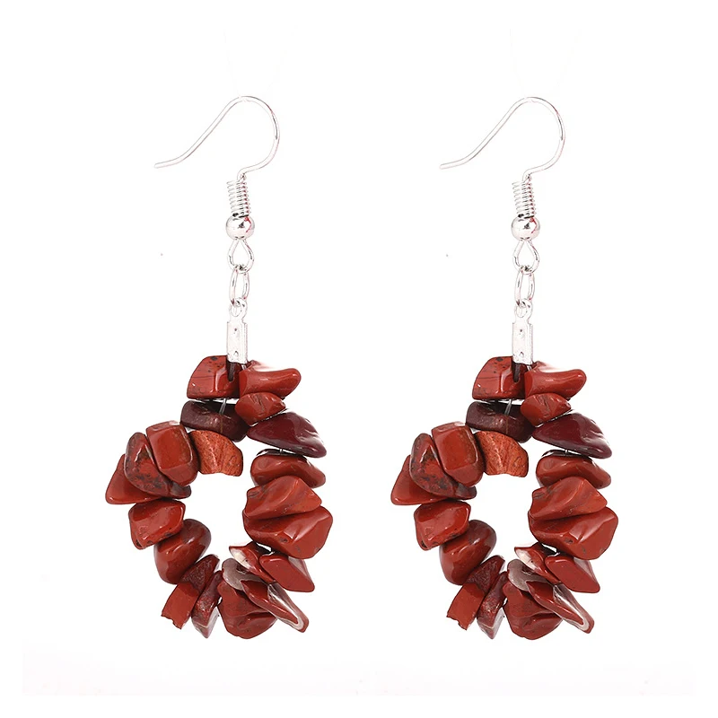 

Round Earrings Women Jewelry Drop Earrings Tiny Natural Gem Stone Gravel Chip Earrings Simple Dangle Earring Female Gifts