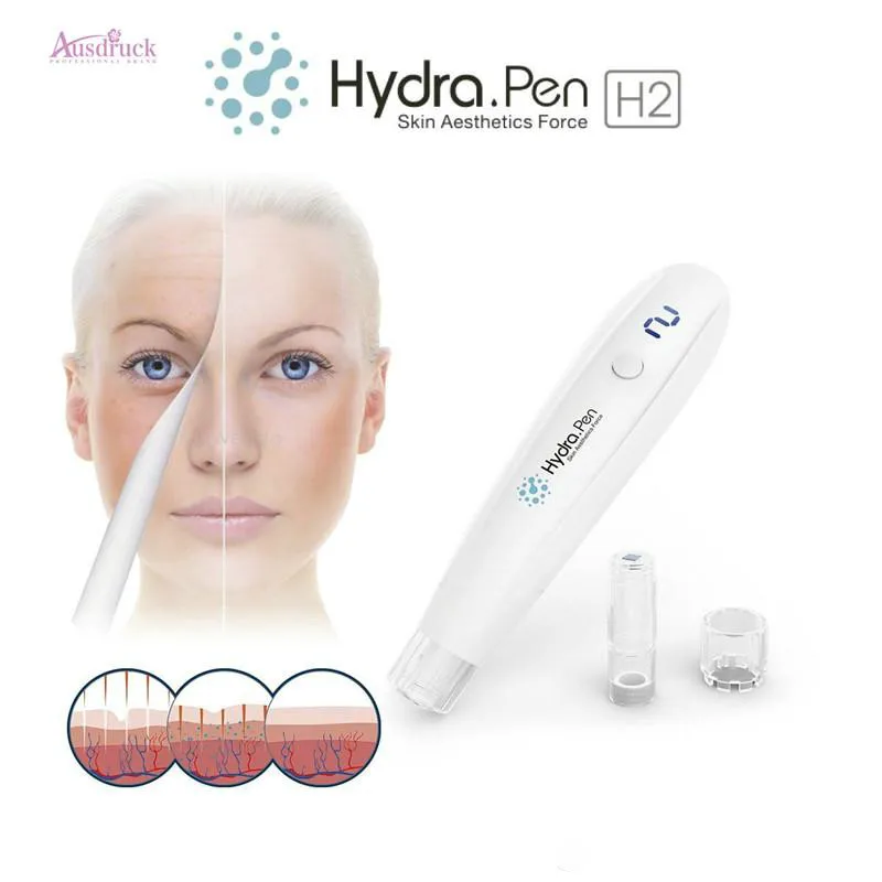

New 2 In 1 H2 Hydra Pen Derma Roller Pen Microneedling With Cartridge Kit Automatic Serum Applicator Device New