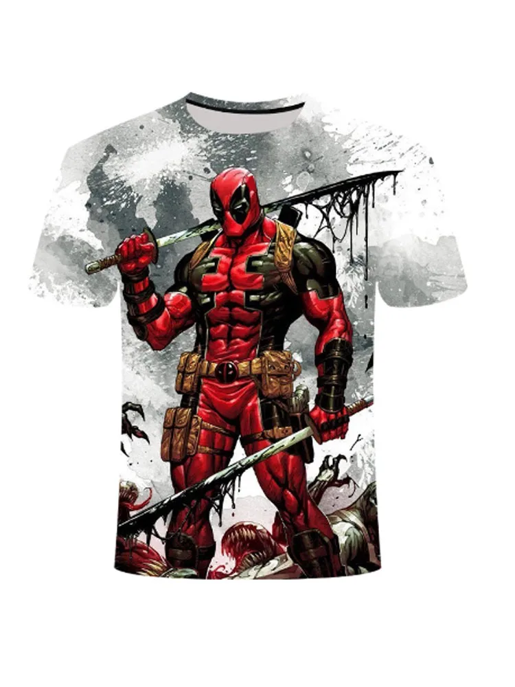 

American anime Deadpool Shirt Tee 3D printing T-shirt large size men and women fitness clothing men's shirt fun casual T-shirt