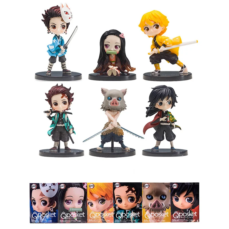 

3pcs/set Q.ver Kimetsu no Yaiba Nezuko Tanjirou Zenitsu Giyuu Inosuke PVC Action Figure Anime Demon Slayer Figurine Toys