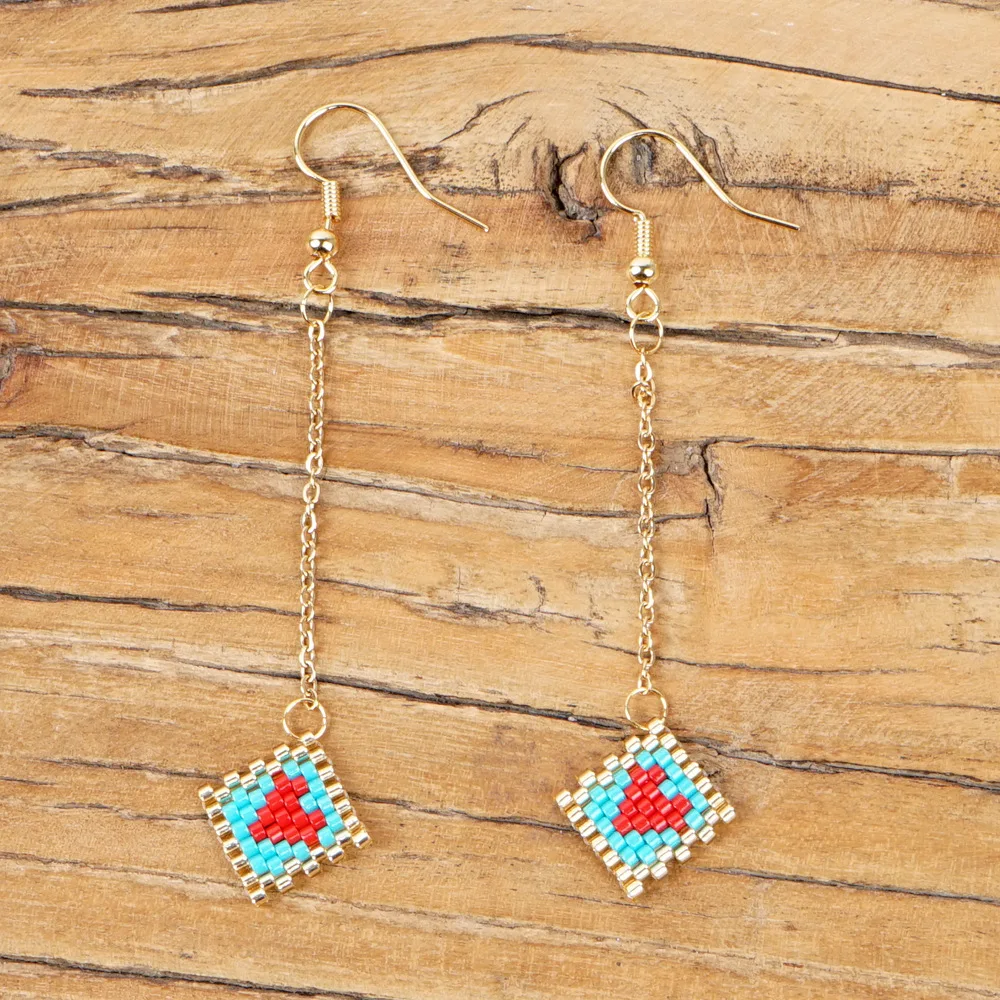 

Романтический Элегантные длинные серьги в форме сердца; Милые украшения в виде цветов; Женские туфли на Miyuki бусины в виде риса, обручальные ...