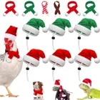 Рождественские наборы для цыплят, домашних животных, ящерицы, морских свинок, Рождественская шапка, шарф, Рождественский флисовый комплект для Хэллоуина, костюм питомца, аксессуары для домашних животных