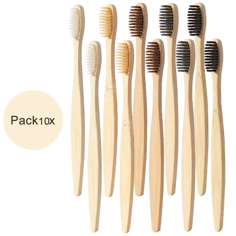 10pcs mixed 10 шт./компл. окружающую среду с бамбуковым древесным углем Зубная щётка es деревянной ручкой Зубная щётка Эко-дружественных Уход за полостью рта мягкая зубная щетка со щетиной - Цвет: 10pcs mixed