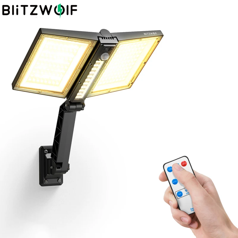 

BlitzWolf BW-OLT8 180LED наружные солнечные лампы, двойные солнечные панели, ИК датчик, складной регулируемый угол, солнечный точечный свет