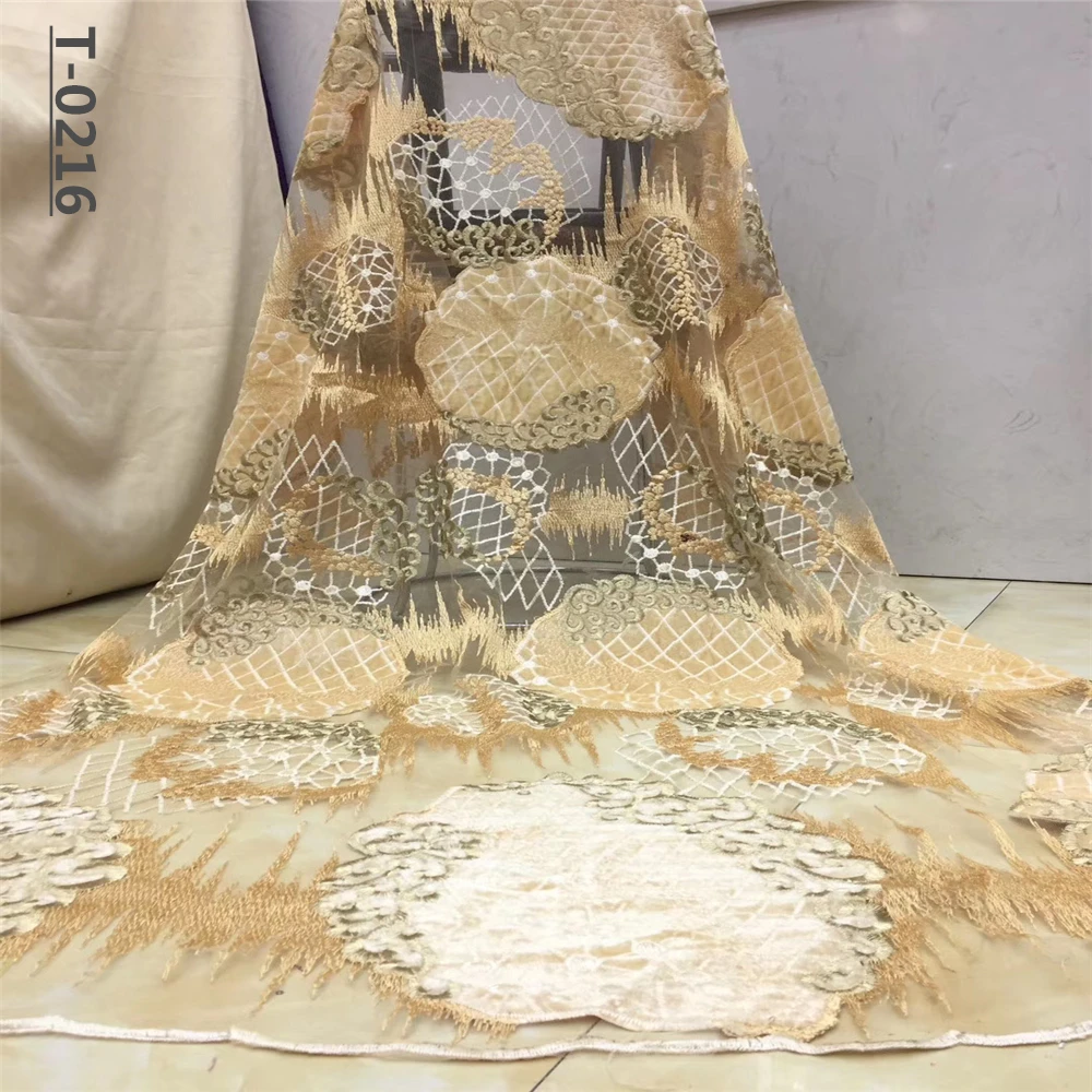 Королевская Синяя модная бархатная кружевная ткань высокого качества