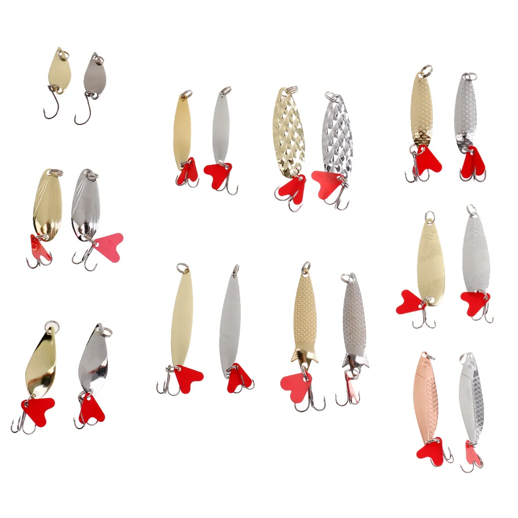 

21Pcs Assorted Spoon Metal Fishing Lure Bait Bass Fishing Bait Tackle Hook