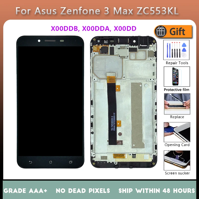 Для Asus Zenfone 3 Max ZC553KL ЖК-экран в сборе с передним сенсорным стеклом X00DDB X00DDA