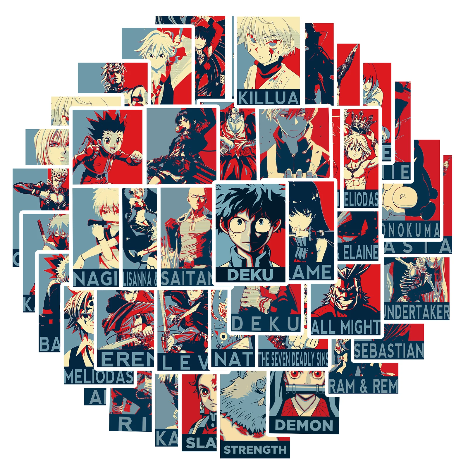 

50PCS Anime My Hero Academia/HUNTER×HUNTER/Demon Stickers Laptop Guitar Luggage Skateboard Waterproof Sticker Decal Kid Toys