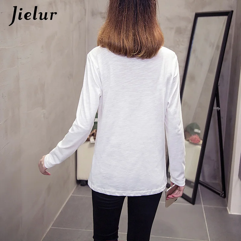 Jielur однотонные футболки с карманами для женщин белые женские майки цвет розовый