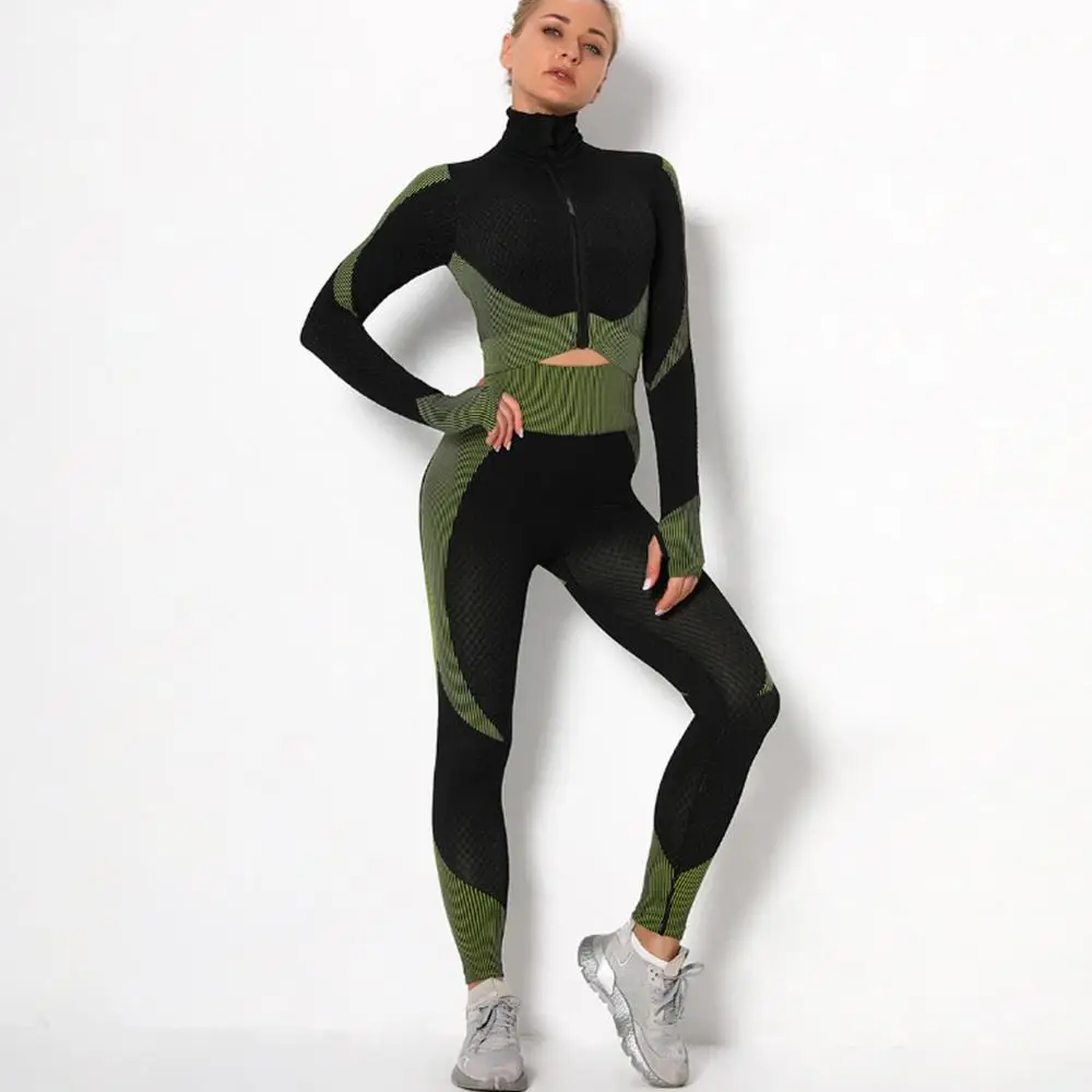 Женский комплект из 2 предметов для йоги спортивный костюм фитнеса тренировочная