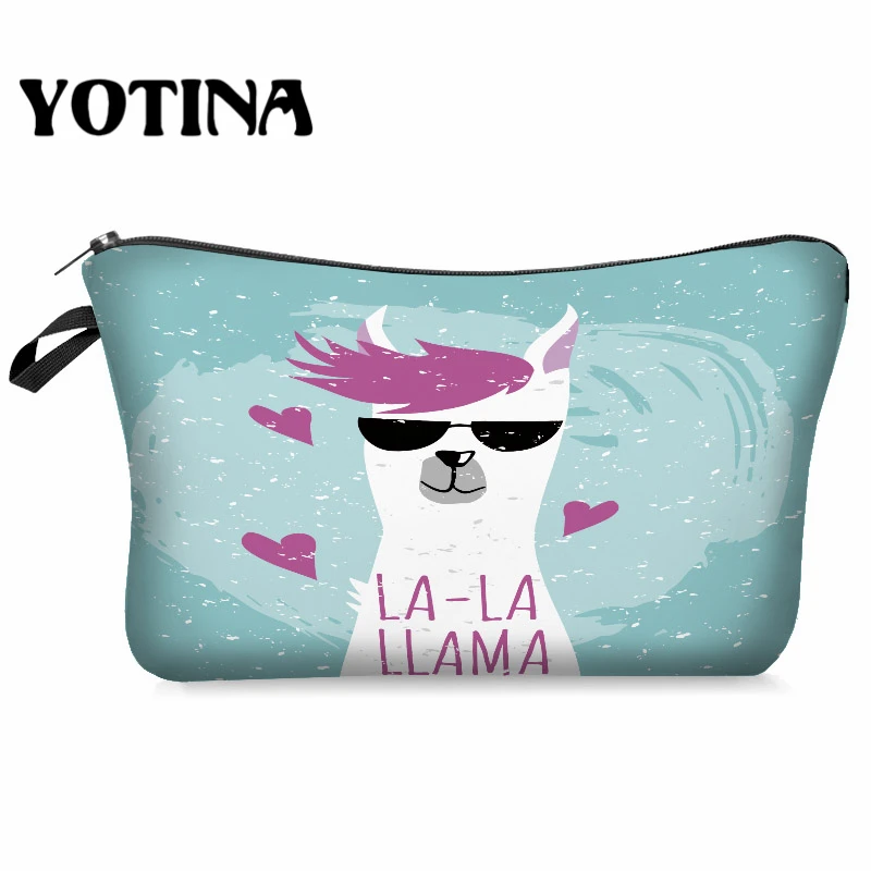 bpd9010 Yotina женская косметичка llama 3D печать с разноцветным рисунком Макияж сумка на молнии путешествий Органайзер для макияжа - Цвет: bpd9010