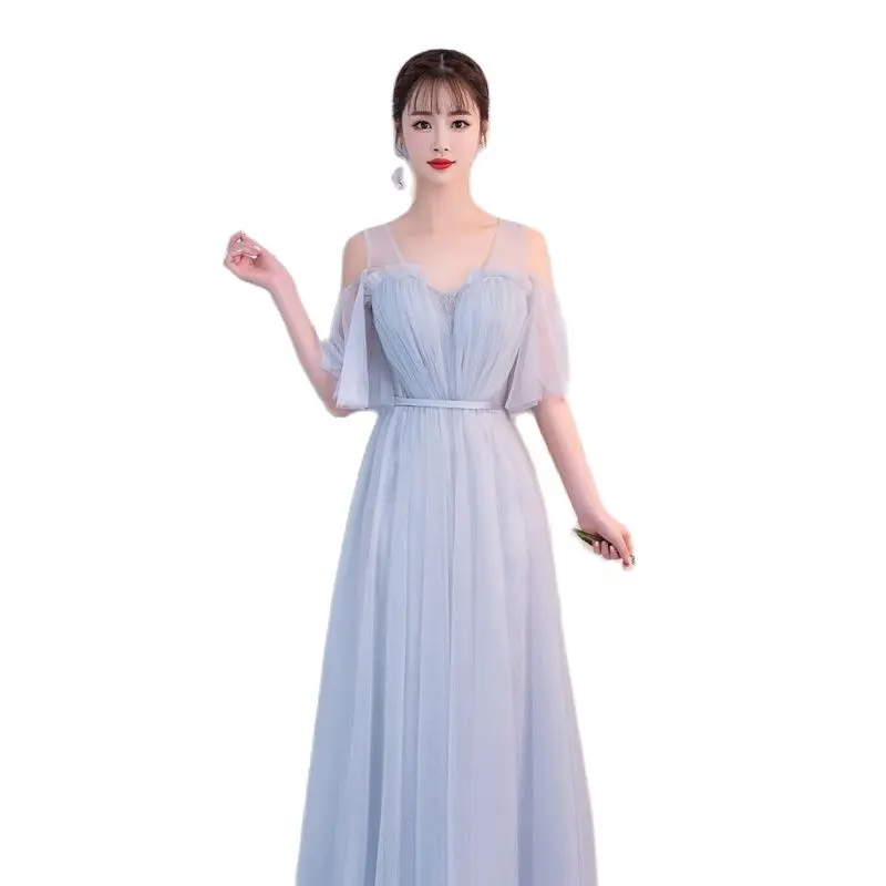 ТРАПЕЦИЕВИДНОЕ короткое платье в пол с V образным вырезом новый дизайн серого