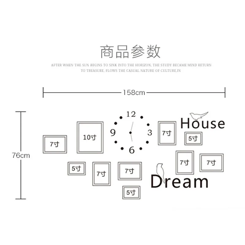 10 шт. рамка для фотографий Гостиная детских часы Настенный декор фото с видом