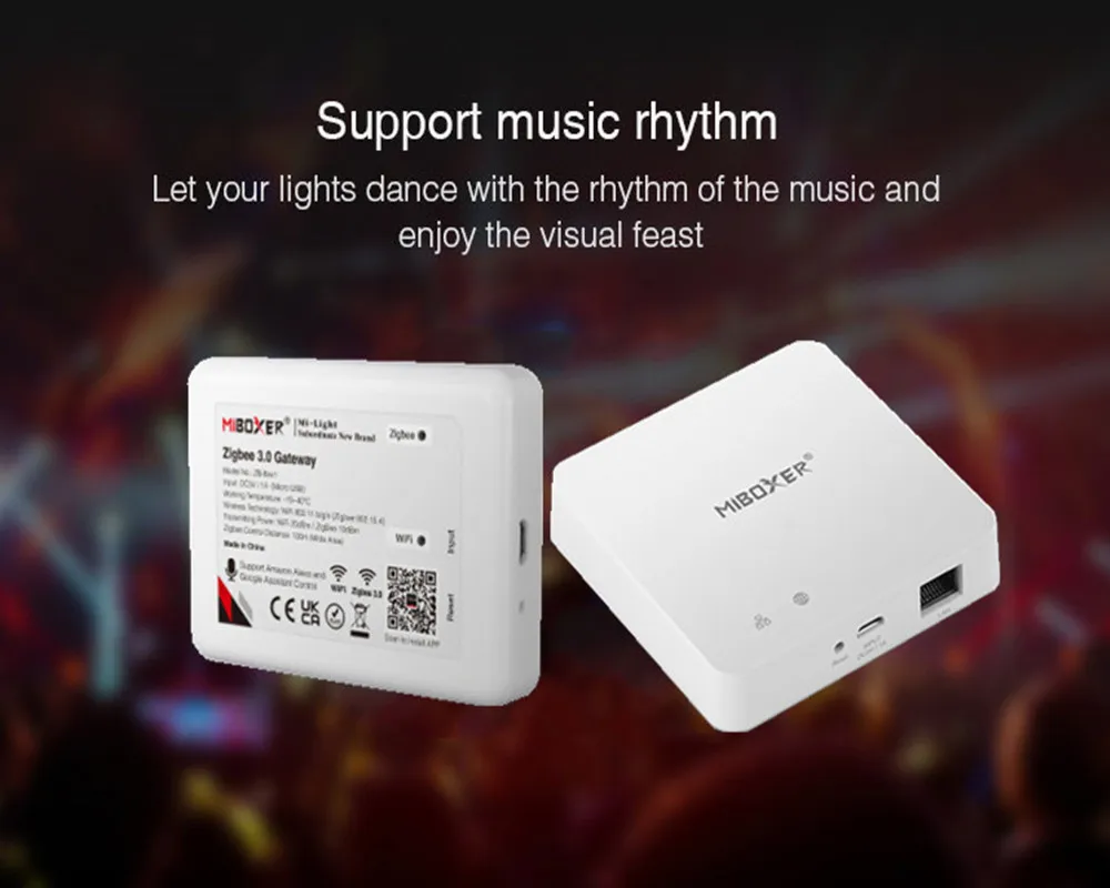 

Miboxer ZB-Box1/ZB-Box2 Zigbee 3.0 Wireless/Wired Gateway DC5V Smartphone APP Control Support Third Party Voice control