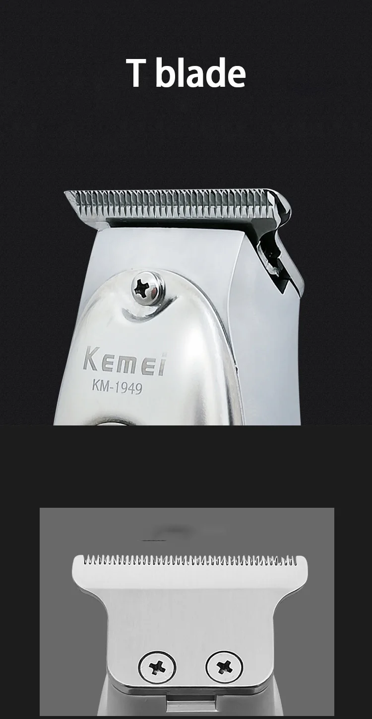 Kemei 1949, профессиональная машинка для стрижки волос, полностью металлическая, Мужская электрическая Беспроводная Машинка для стрижки волос 0 мм