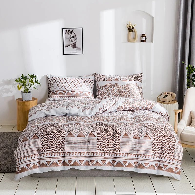 

Geometric Printed Bedding Set Duvet Cover with Pillowcase 2/3pcs Nordic Quilt Cover Sets Single Double Queen Bedclothes No Sheet