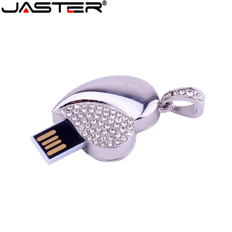 Usb флеш накопитель JASTER в форме сердца с кристаллами 4/16/32/64 ГБ|USB флэш-накопители| |