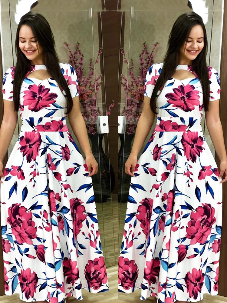 

2021 New Fashion Flower Print Winter Dress Ladies Casual Bohemia Long Sleeve Dresses Women Elegant Plus Size Maxi Dress Vestidos