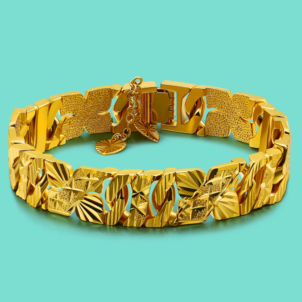 

Vintage Style Unisex 925 Silver Surface 24K Gold Bracelet Bohemian Pattern Women's Gold Chain Luxury Accessories Charm Jewelry