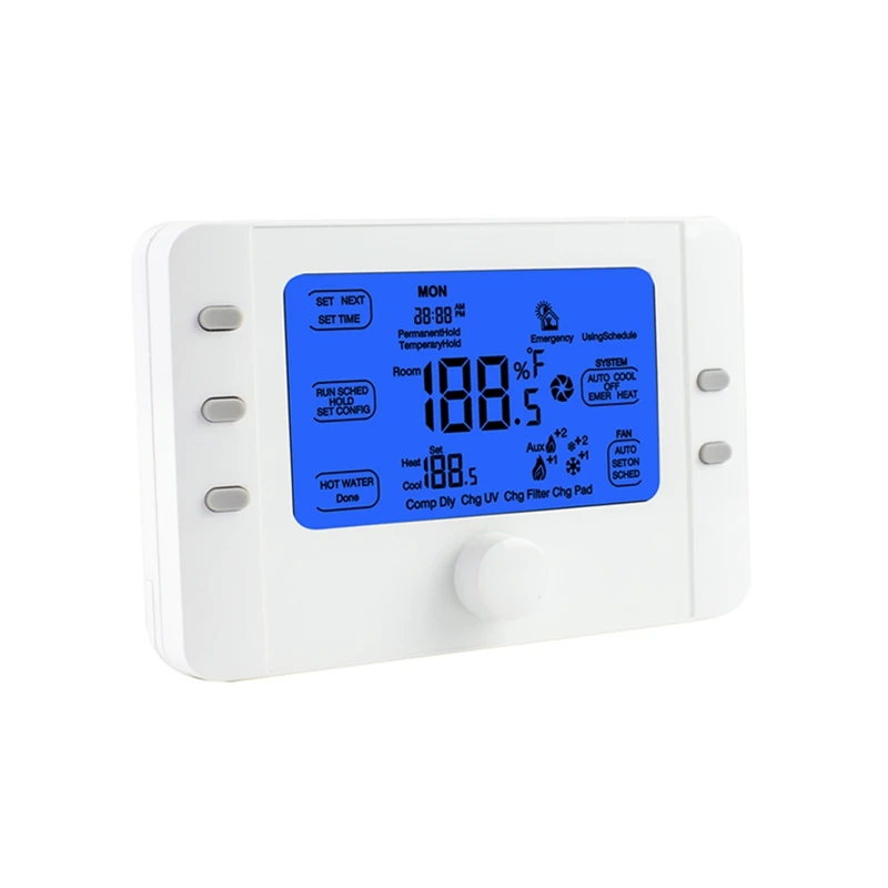 

Hy818 Large Lcd Display Smart Programmable Home 24V Heat Pump Single/Multi Stage Digital Thermostat