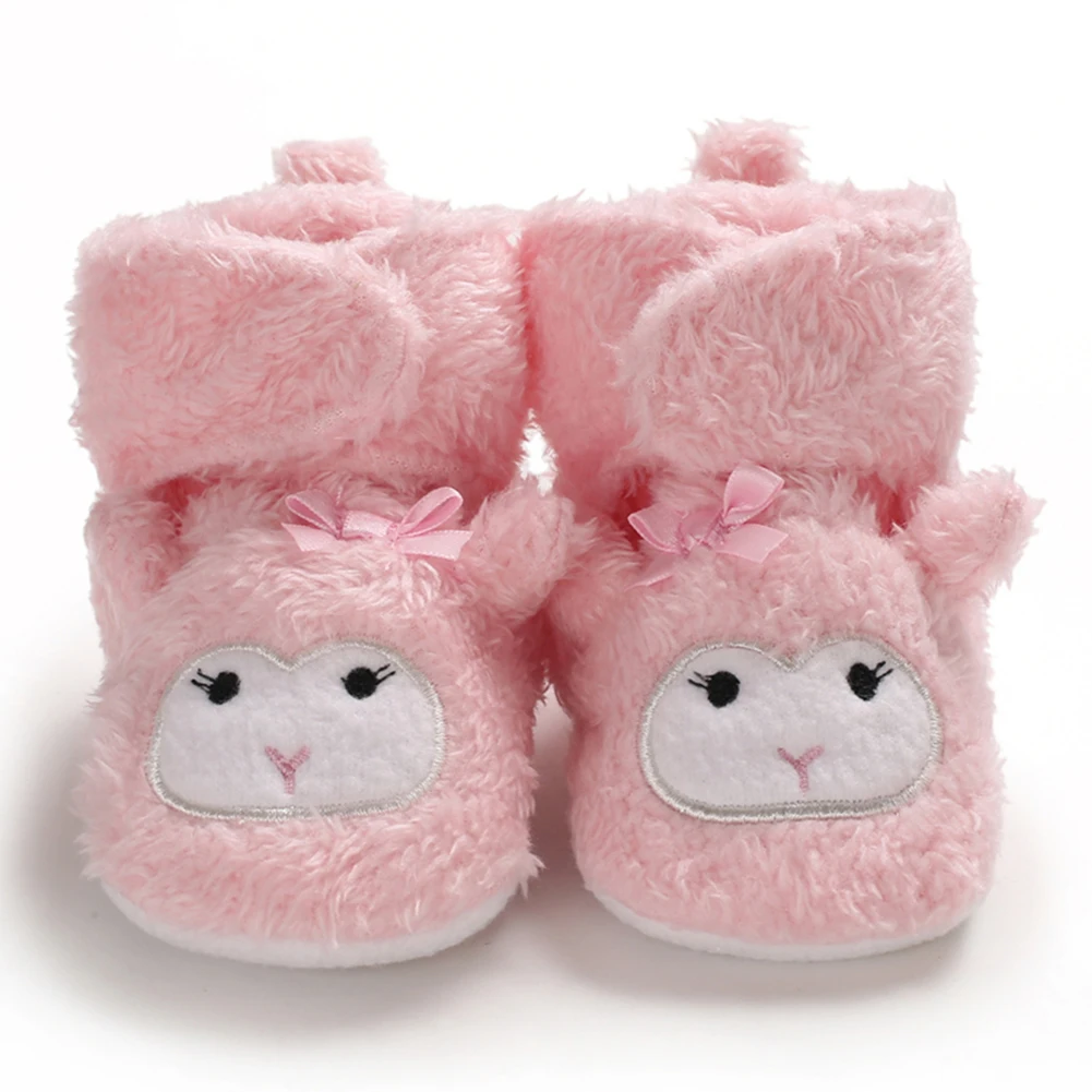 pink sheep Новая детская обувь, носки для мальчиков и девочек, зимние теплые ботиночки, Нескользящие, для малышей, мягкие, для новорожденных, пинетки - Цвет: pink sheep