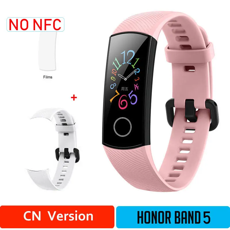 CNPink5moW Глобальная версия Honor Band 5 браслет с кислородом крови смарт-трекеры активности Bluetooth умный Браслет мониторинг сердечного ритма - Цвет: CNPink5moW