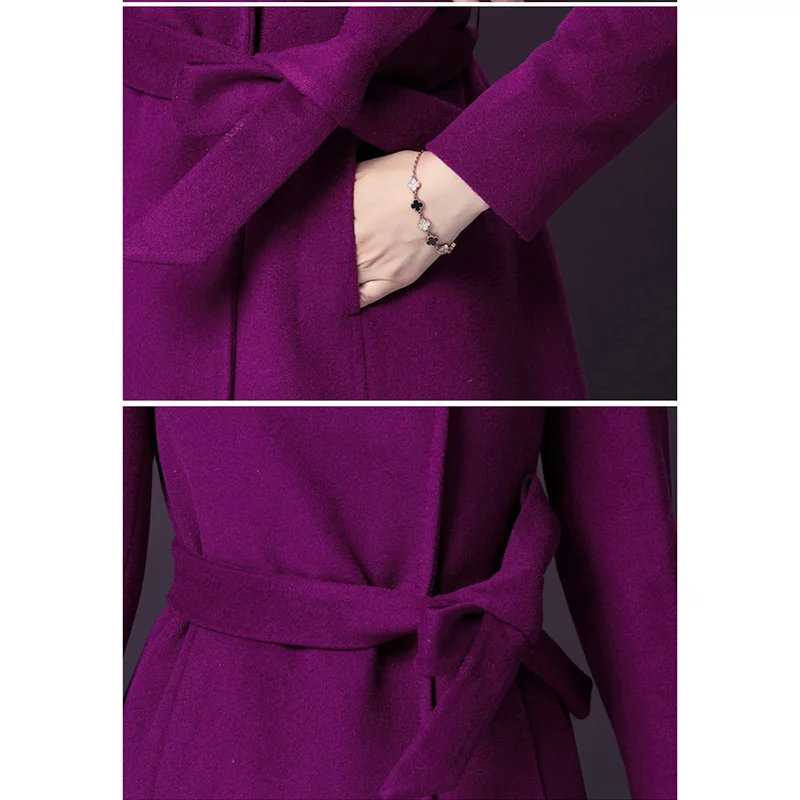 Autumn winter womens woolen coats fashion thicken Slim middle long fur collar cashmere windbreaker coat women's plus size 4XL | Женская