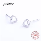 Женские серьги-гвоздики из серебра 925 пробы, с полыми пилообразными сердечками