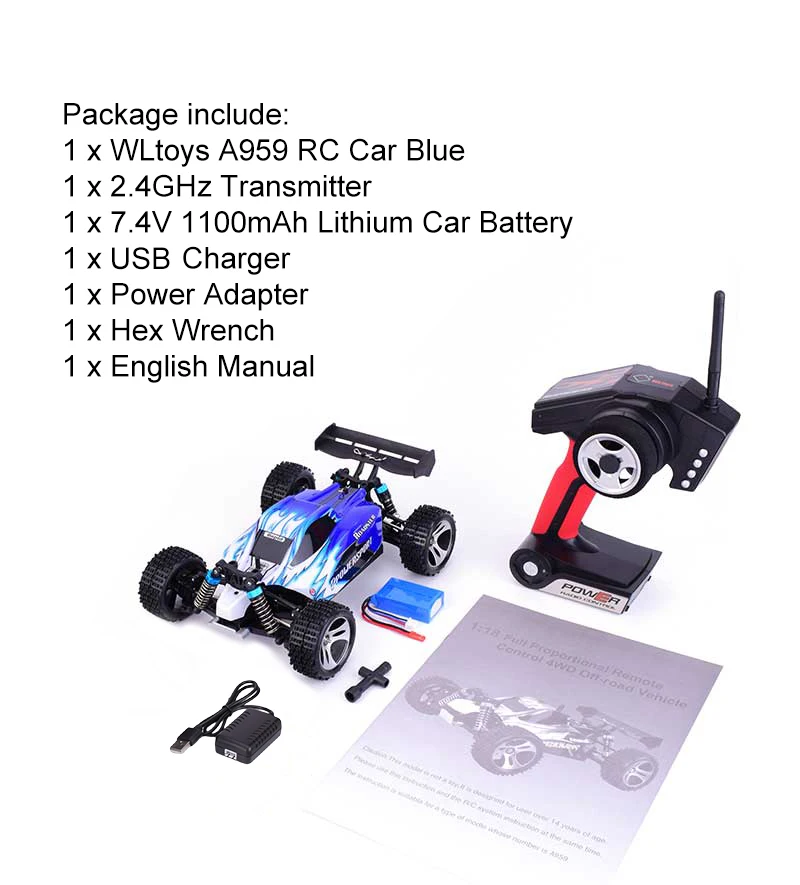 Wltoys A959 2,4G 1:18 Масштаб 4WD RC скоростной автомобиль 50 км/ч пульт дистанционного управления гоночный высокоскоростной ударопрочный внедорожный автомобиль