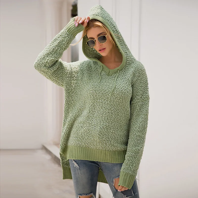 Fitshinling женский свитер с капюшоном зима 2019 вязаный нерегулярный тонкий длинный