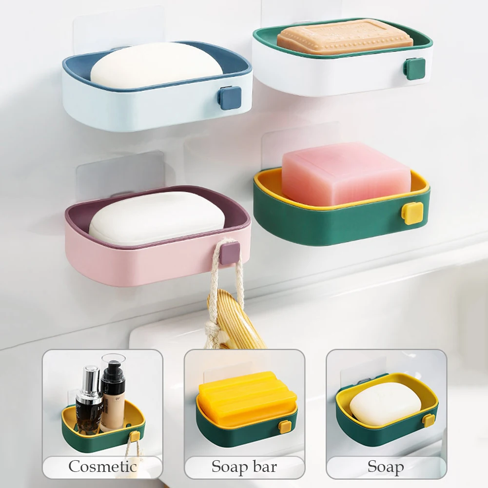 

Double Layer Soap Rack No Drilling Wall Mounted Soap Drain Holder Soap Dish Soap Self Adhesive Bathroom Accessories