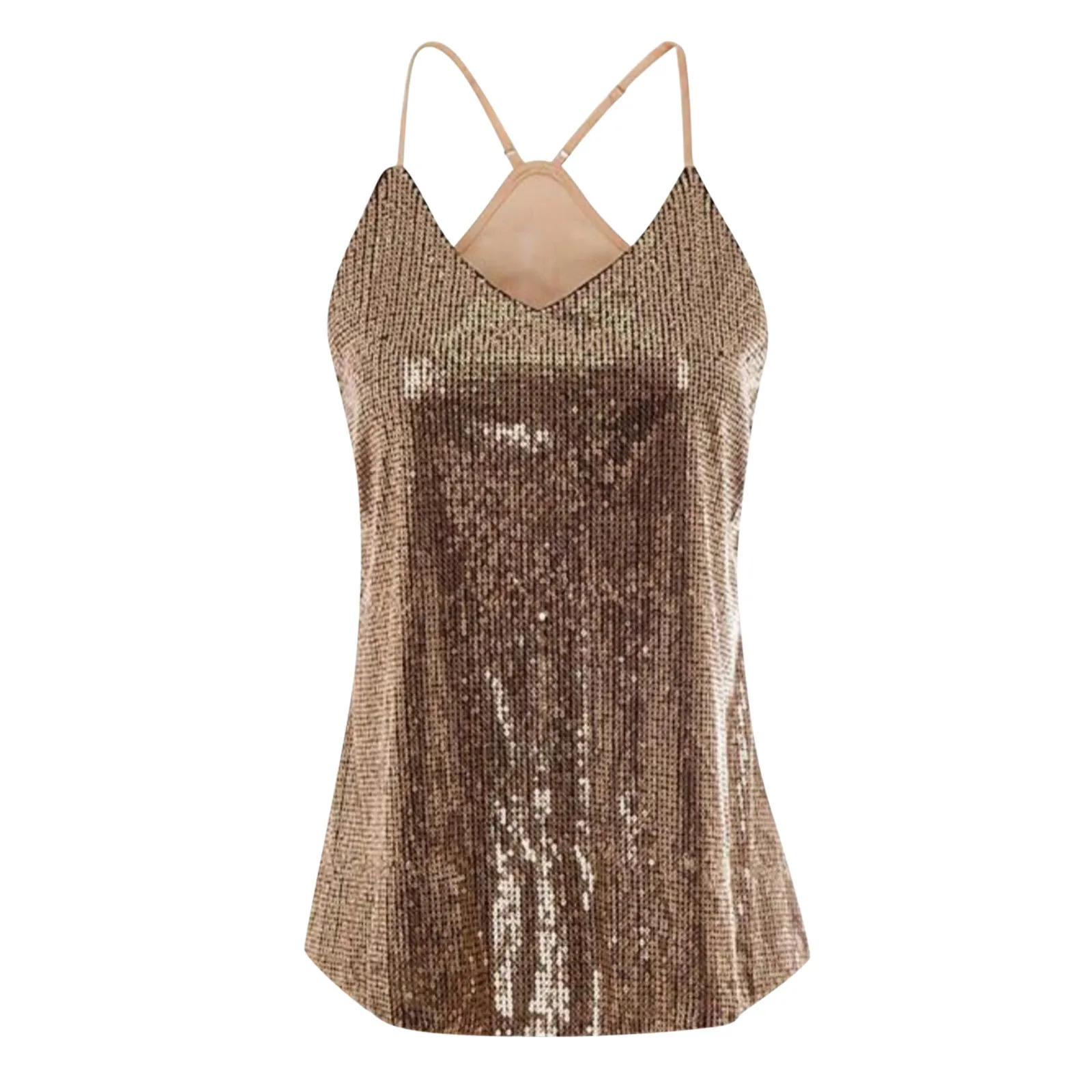

Glitter Sequine Tank Tops Spaghetti Strap Tshirt Casual Summer Ladies Club Wear Sexy V-neck Camis Vest Female Women Shirt Blusad
