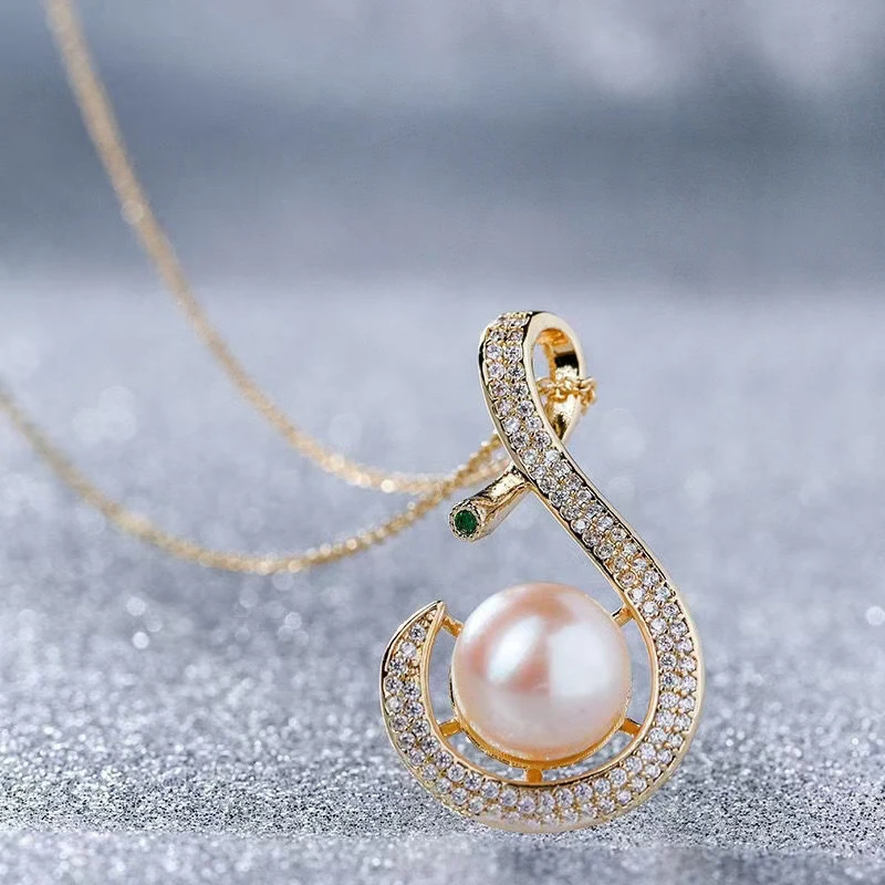 

New curved diamond-set zircon pearl women's necklace Trendy personality irregular temperament clavicle chain Jewelry wholesale