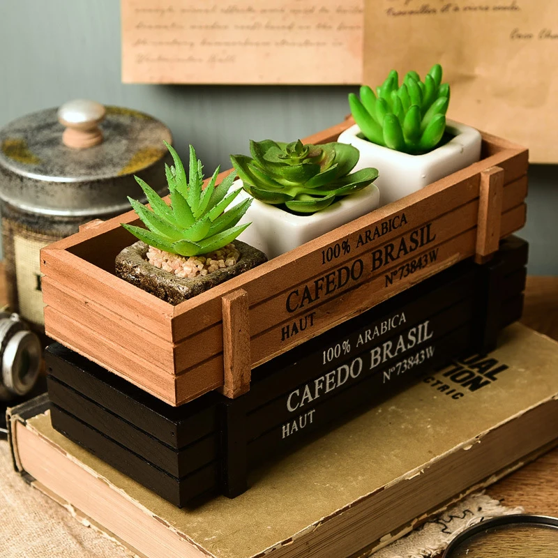 

Mini Flower Pots Wooden Garden Yard Micro Landscape Flower Succulent Container Plant Pot Garden Balcony Supplies Accessories