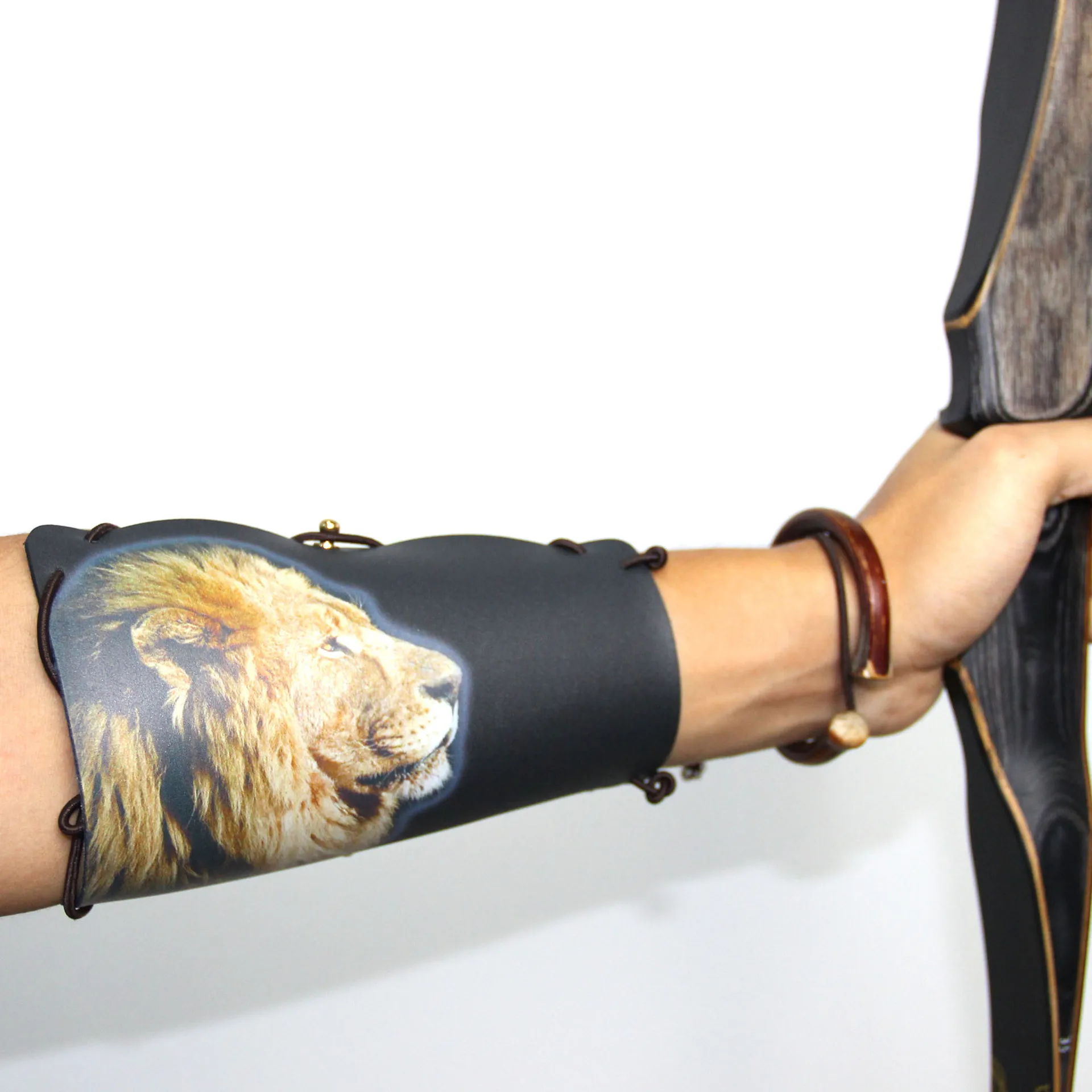 

Black Hunter Traditional Hunting Recurve Bow Archery Outdoor Accessories Equipment Leather Protector Arm Guard